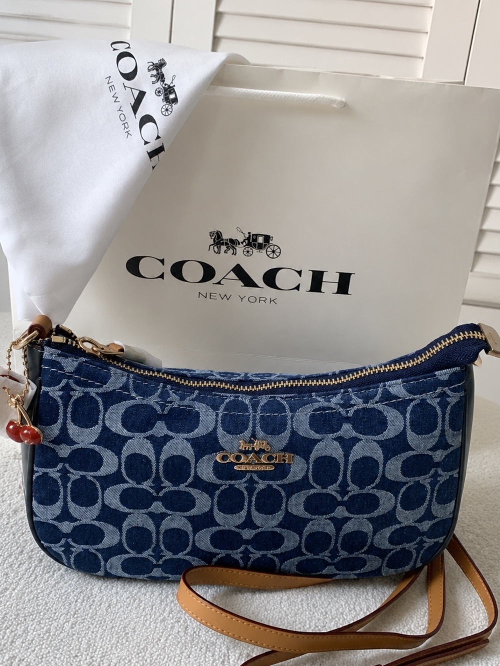 Coach Denim Mini Shoulder Bag with Gold Hardware - Picture 3 of 4